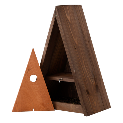 Casita Triangular para Pajaros con Comedero